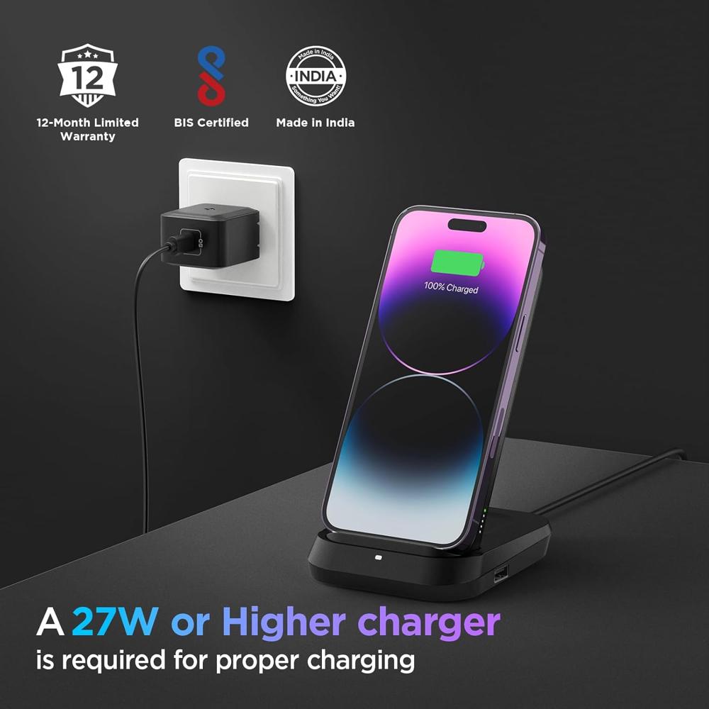 Spigen 10000mAh, 5 in 1 Wireless Power Bank- Black