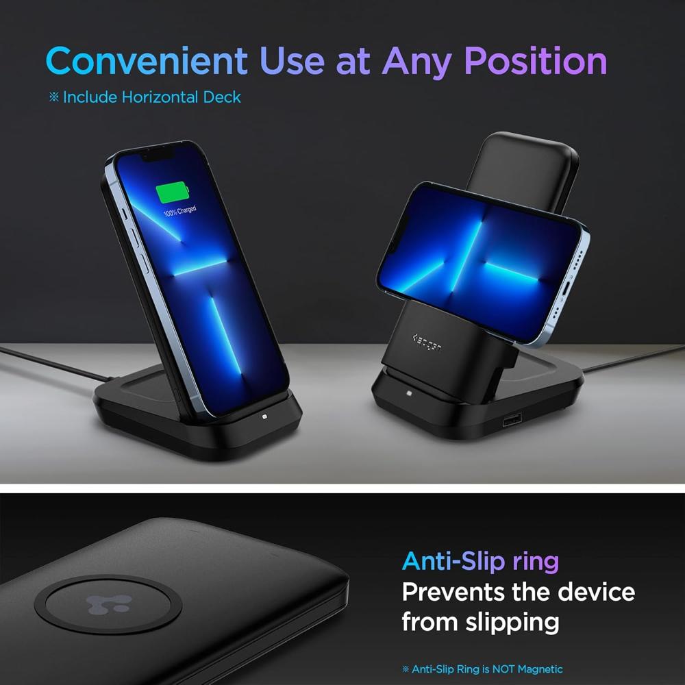 Spigen 10000mAh, 5 in 1 Wireless Power Bank- Black