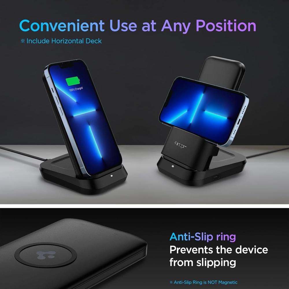 Spigen 10000mAh, 5 in 1 Wireless Power Bank- Black