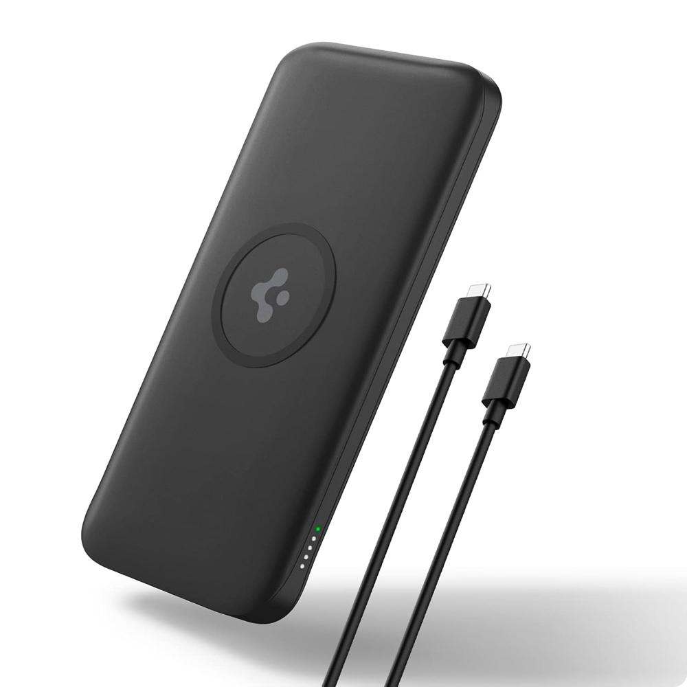 Spigen 10000mah, 5 In 1 Wireless Power Bank- Black - Features: Fast Charging