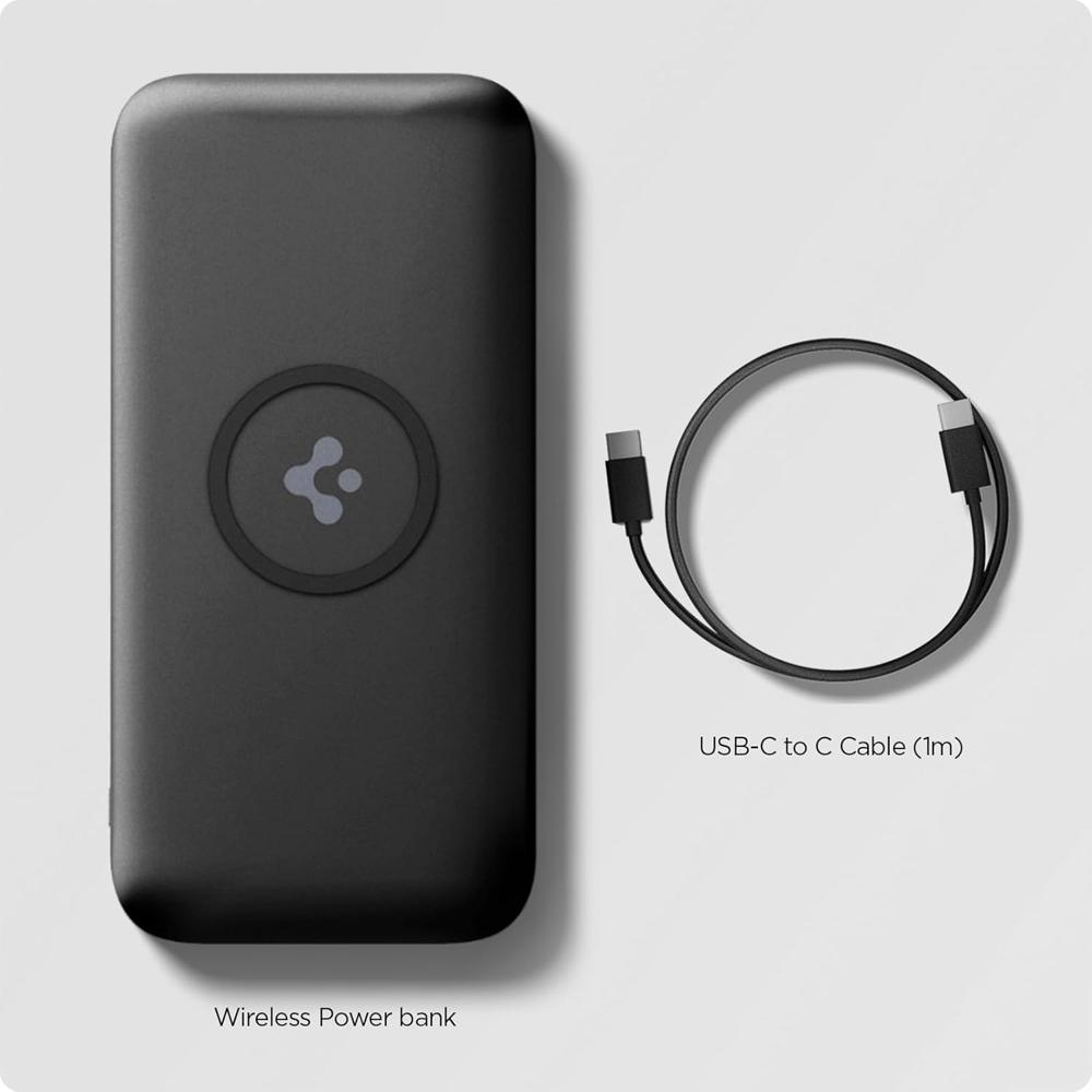 Spigen 10000mAh, 5 in 1 Wireless Power Bank- Black