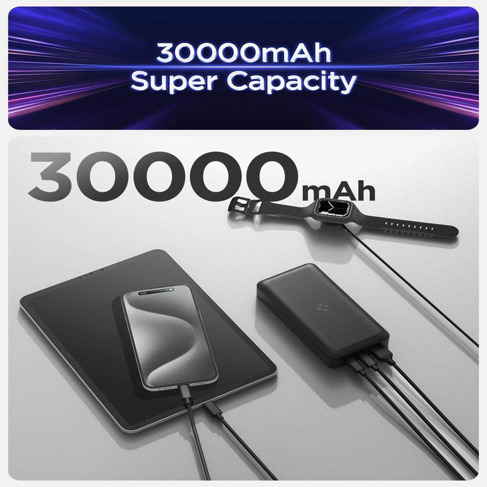 Spigen ArcPack 30000mAh Power Bank, PD3.0- Black