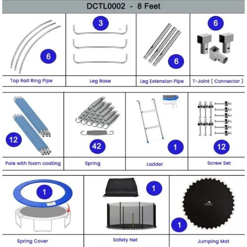 Dolphy 8 Feet Jumping Trampoline with Enclosure