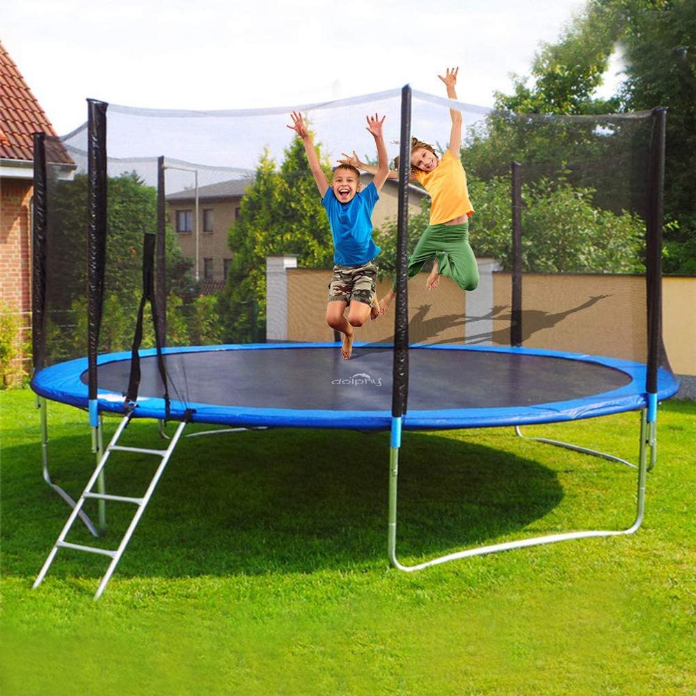 Dolphy 10 Feet Jumping Trampoline With Enclosure - Color: Black & Blue