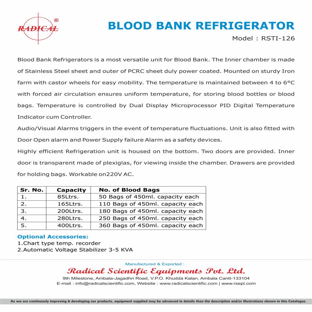 Blood Bank Refrigerator RSTI-126