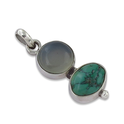 ब्लू कैल्सेडनी और तुरकोईस (फिरोज़ी) जेमस्टोन ज्वेलरी