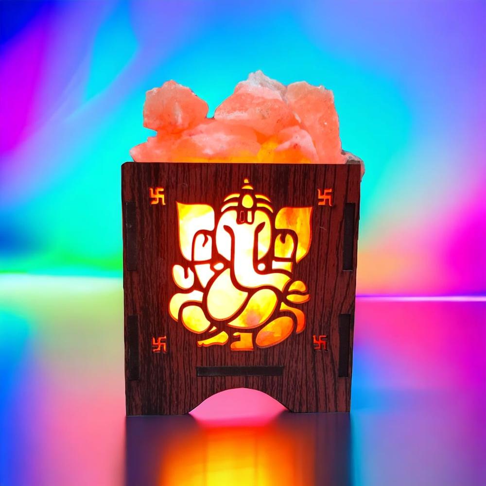 Electric Rock Salt Lamp Ganesh - Color: Multicolor Available