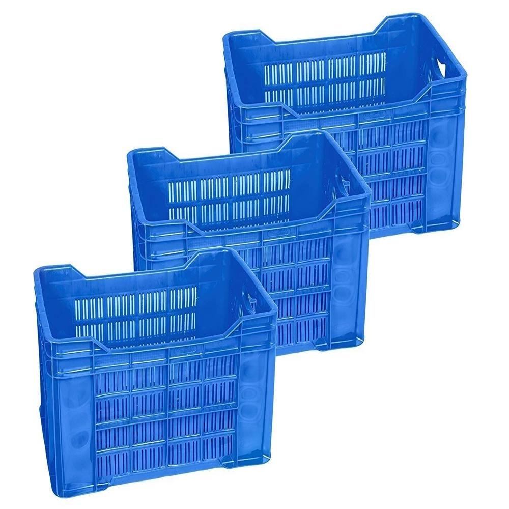 Perforated Plastic Crates - Color: Blue