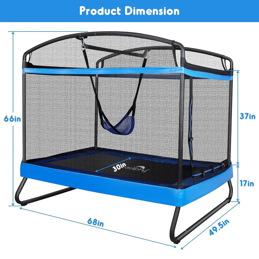2-in-1 Kids Trampoline with Swing Set & Safety Net | 6 Feet Rectangle Trampoline