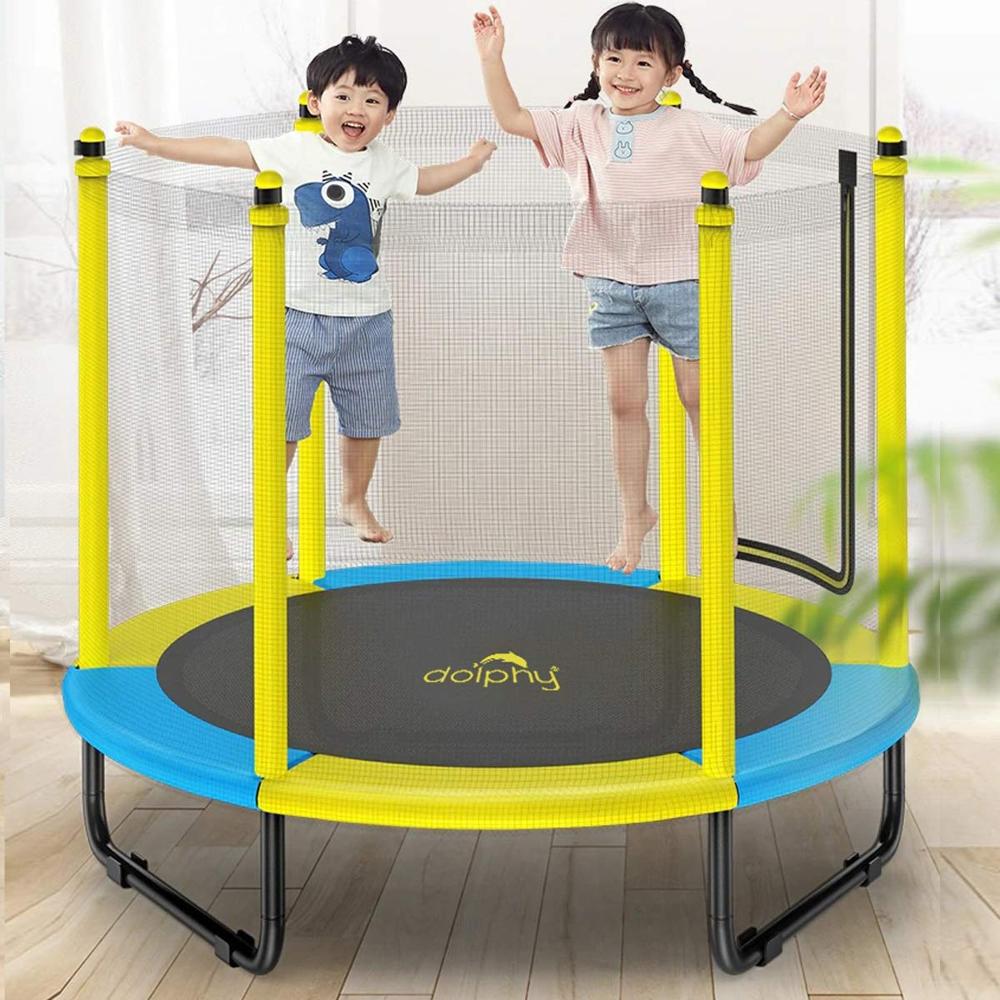 Kids Trampoline with Enclosure Net Jumping Mat