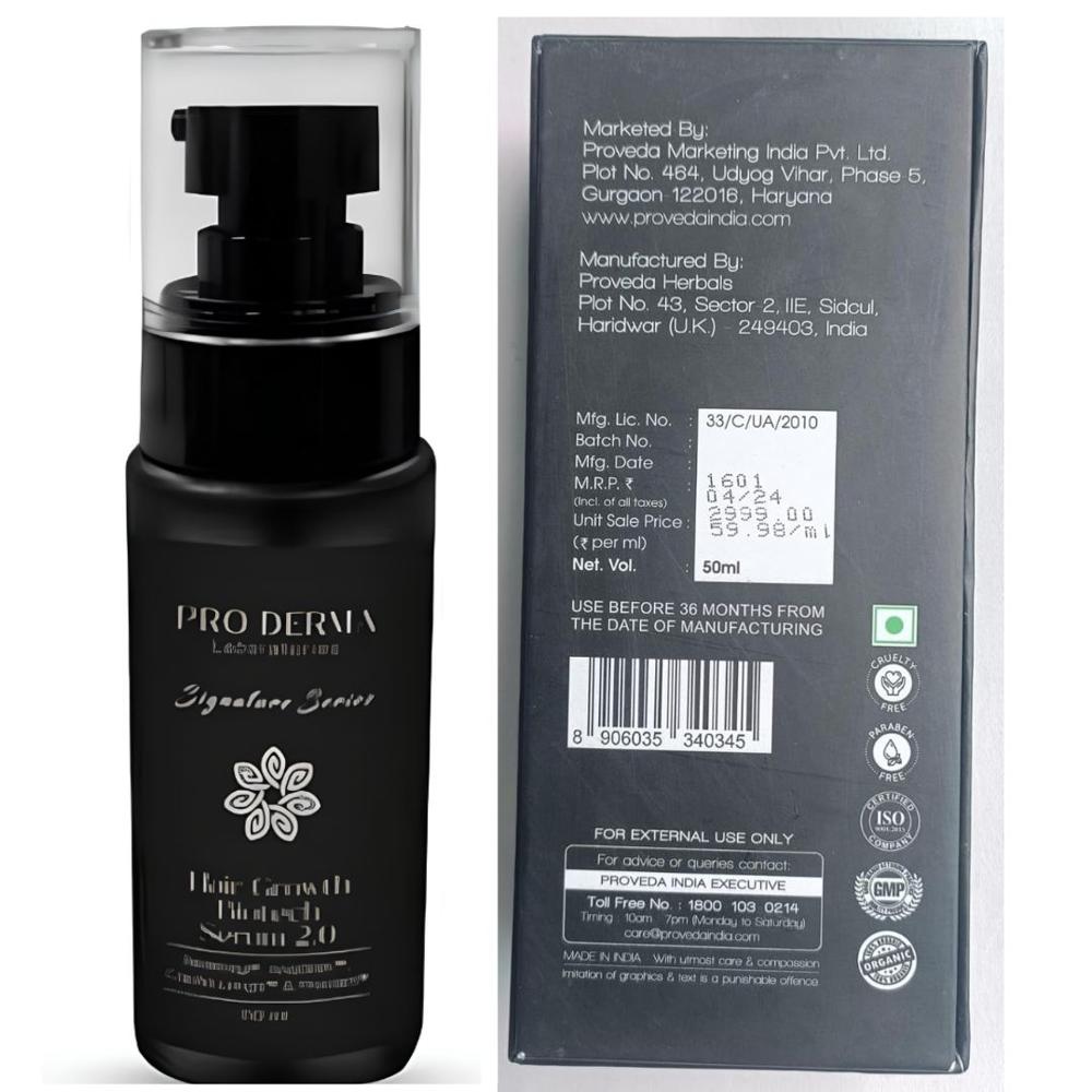 Pro Derma Hair Growth Serum 50ml Supports Thicker, Fuller & Healthier-Looking Hair | Pack of 1