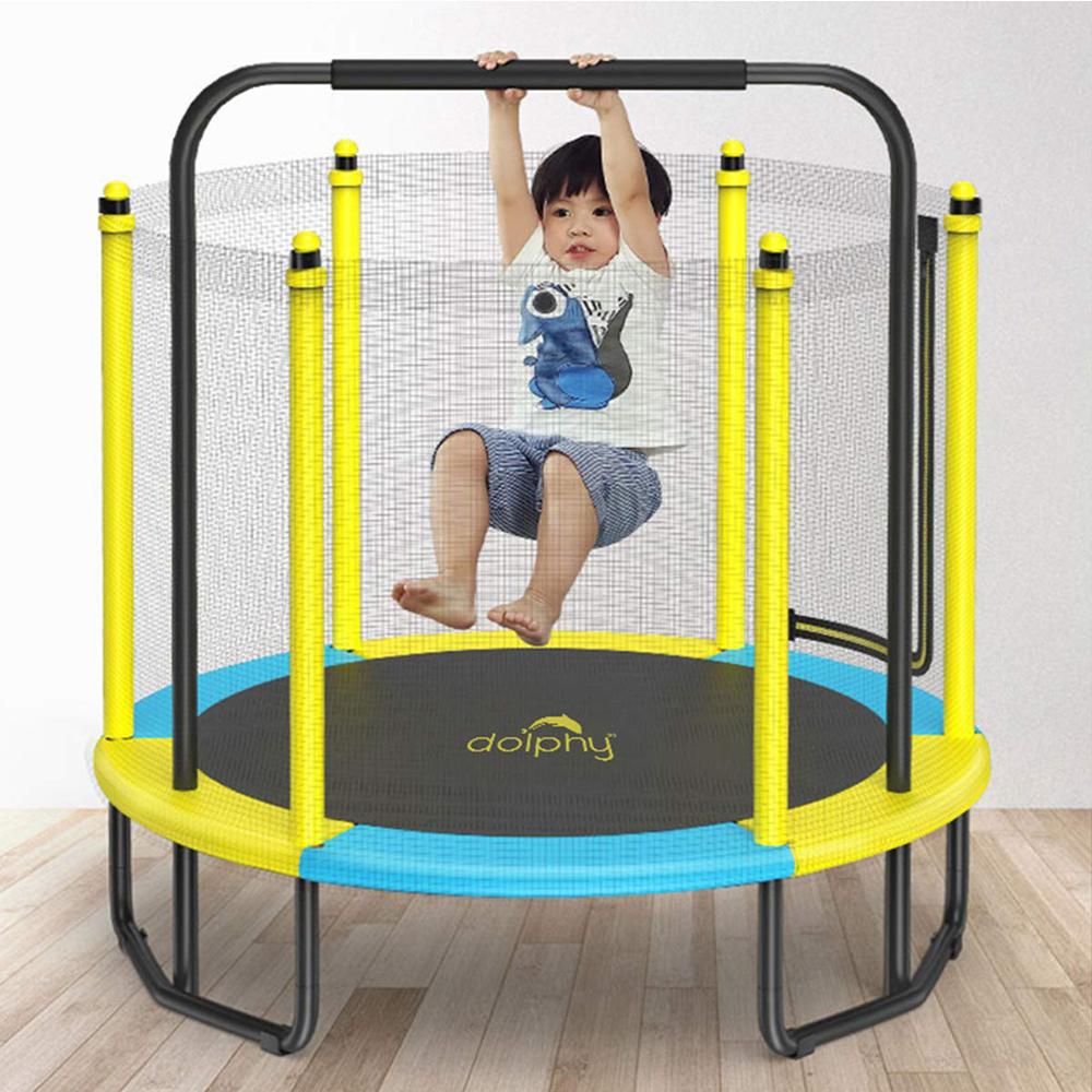 Kids Trampoline With Enclosure Net And Steel Foam U Handle, - Dimensions: 60 Inch (In)