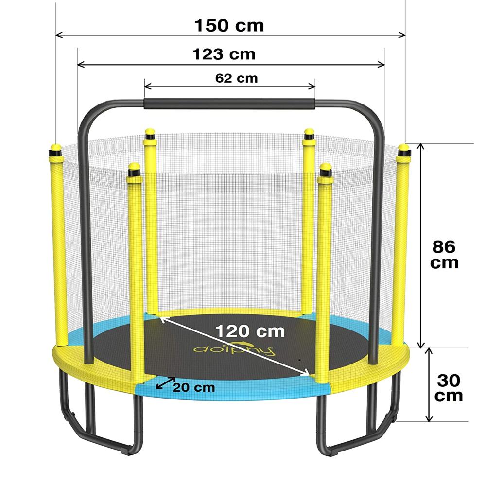 Kids Trampoline with Enclosure Net and Steel Foam U Handle,