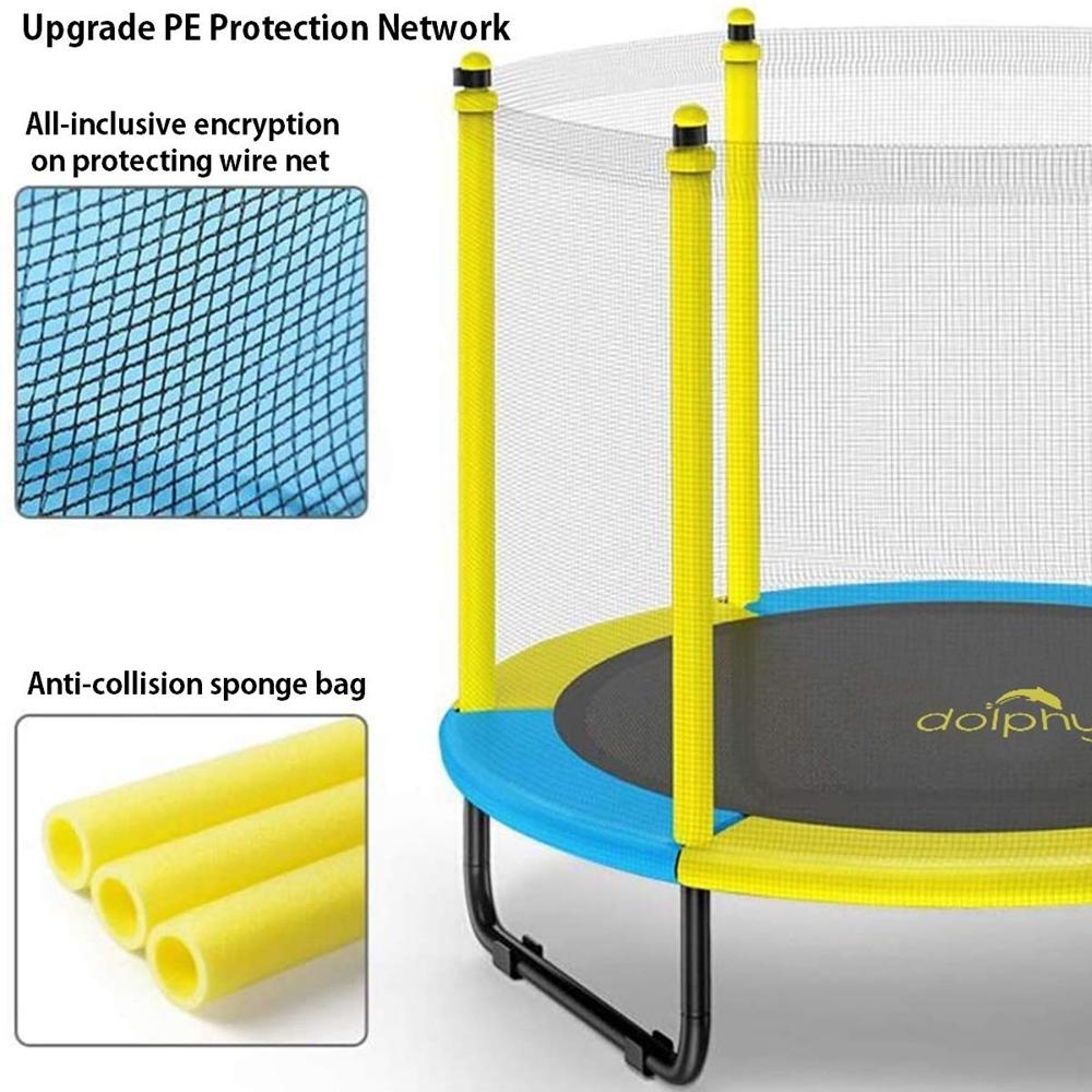 Kids Trampoline with Enclosure Net and Steel Foam U Handle,