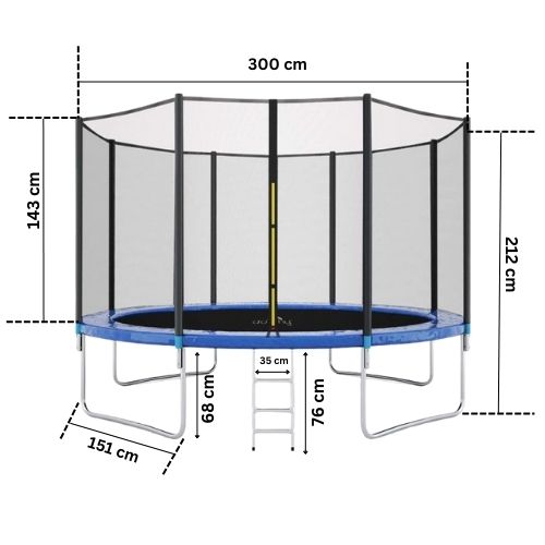 Dolphy 10 Feet Multi colour Jumping Trampoline with Enclosure
