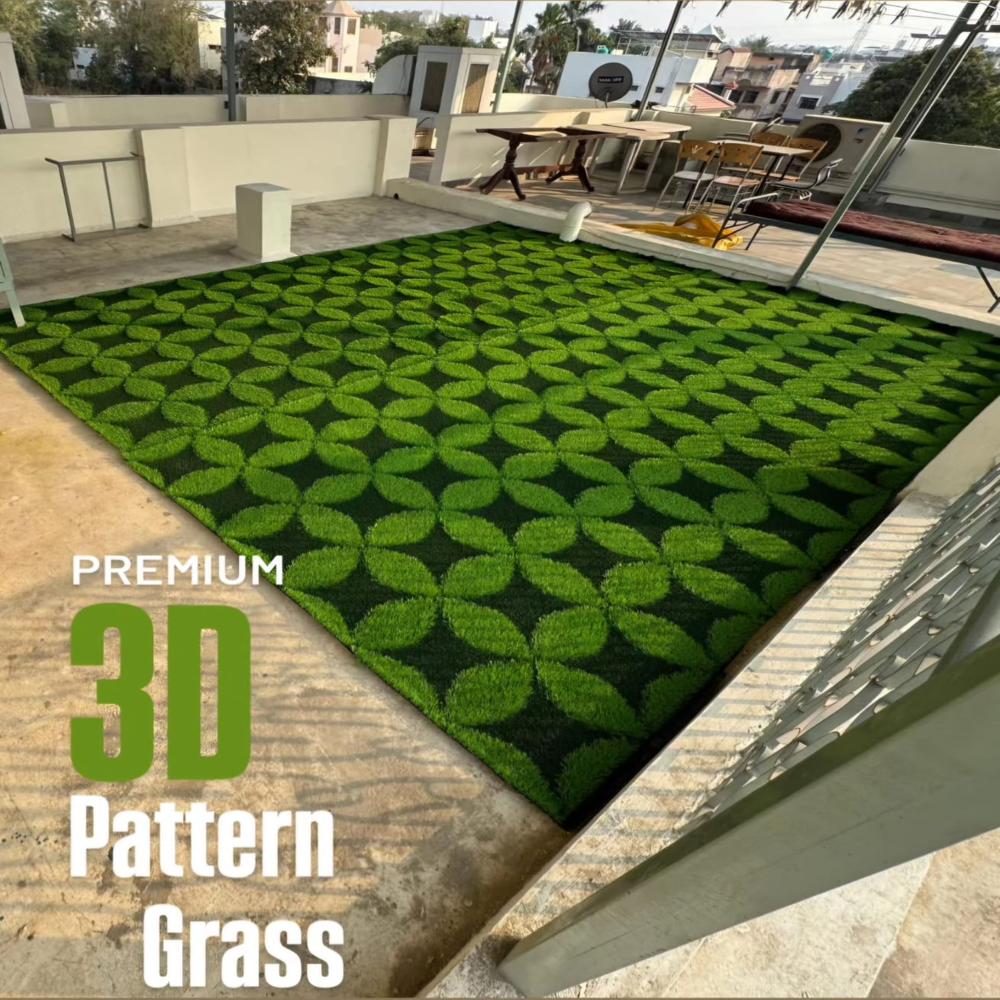 3d Pattern Artificial Grass Flooring Premium Decorative Turf - Color: Green