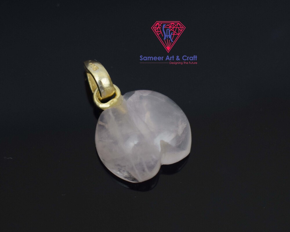 Rose Quartz Gemstone Pendant 925 Sterling Silver Heart Shape