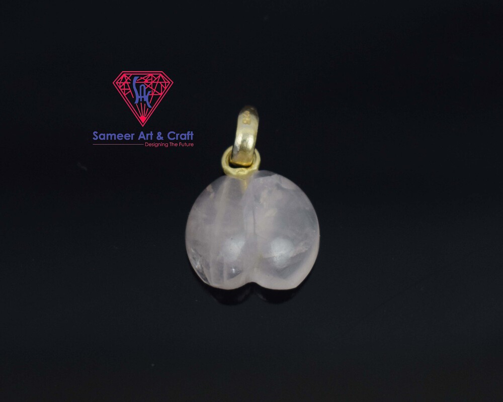 Rose Quartz Gemstone Pendant 925 Sterling Silver Heart Shape