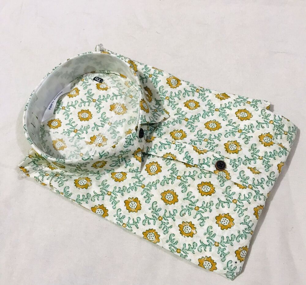 Sanganeri Cotton Printed Half Sleeves - Chest Size: 48