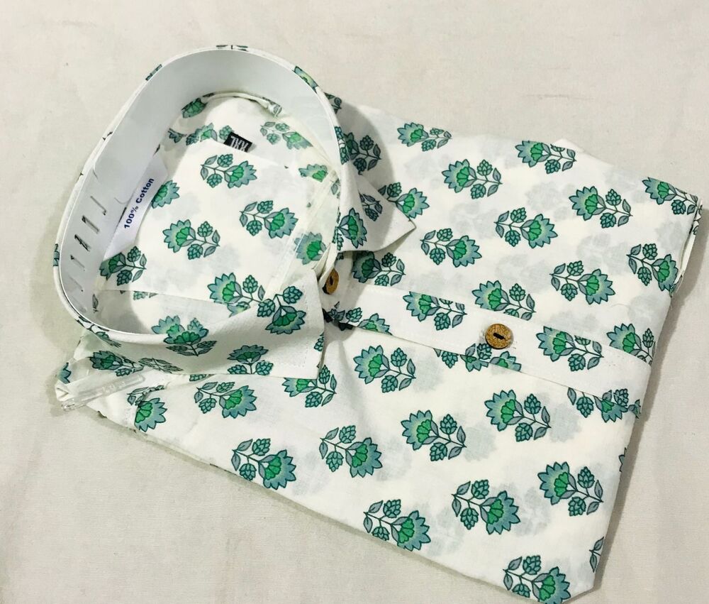Sanganeri Cotton Printed Half Sleeves - Chest Size: 48
