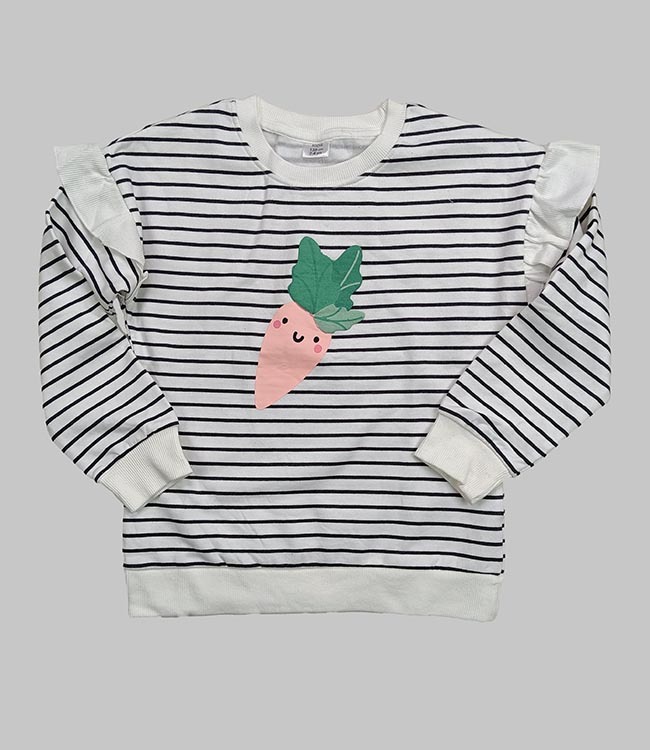 Girls Striped Fleece Sweatshirt
