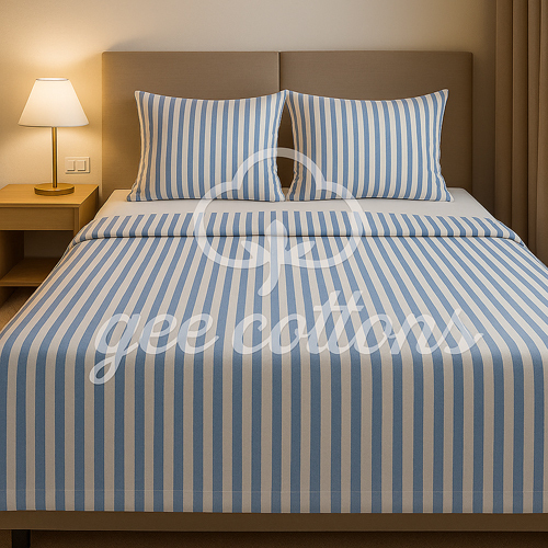 Hotel Double Bed Sheet (1+1) Set - Color: Blue