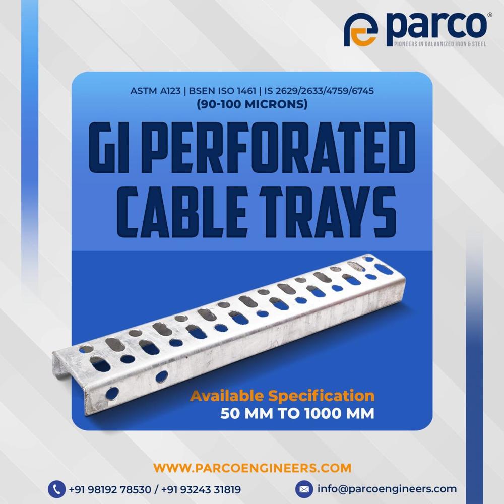 Gi Perforated Cable Trays - Steel, 50mm To 1000mm Width, Corrosion Resistant, Easy Installation & Versatile Application For Cables