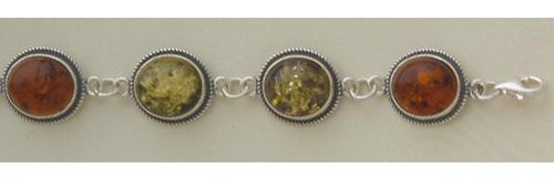 Sterling Silver Bracelet studded with Amber stone