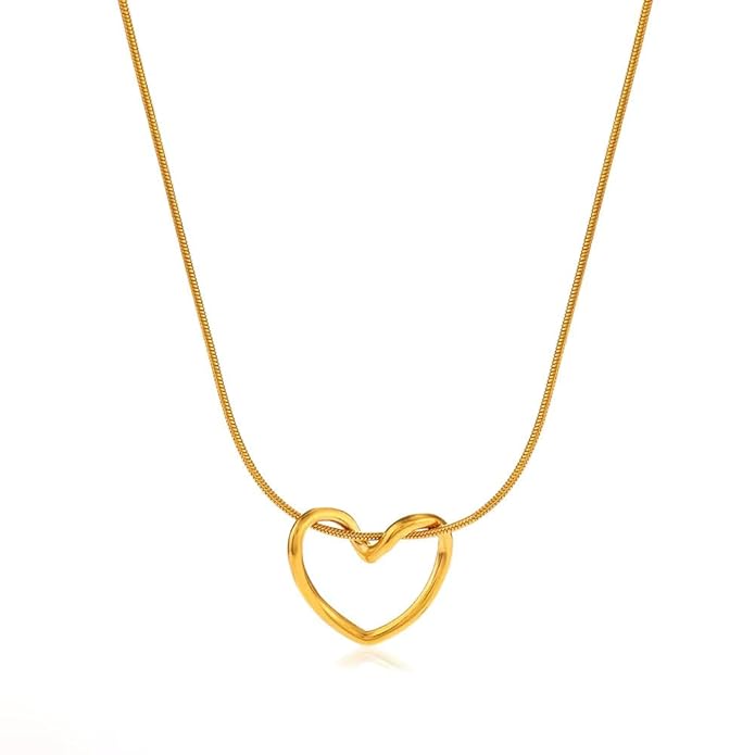 Anti-Tarnish(AT)Twisted Heart Pendant Necklace