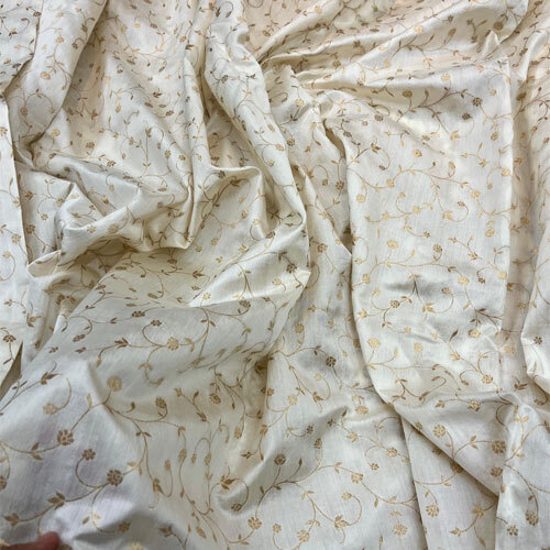 Pure Cheniya Silk With Gold Zari Jangla - Color: White