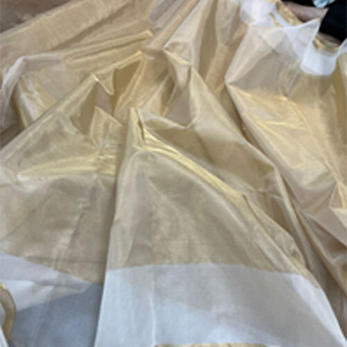 Pure Double Silk Tissue Body With Double Silk Organza Border Dyable Fabric - Application: Industrial