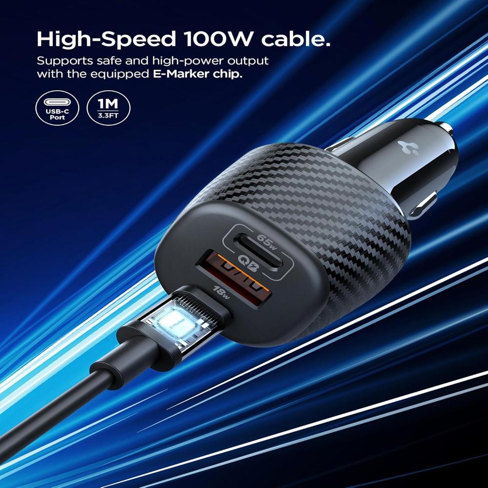 Spigen Triple Port Car Charger Total 113w- Black