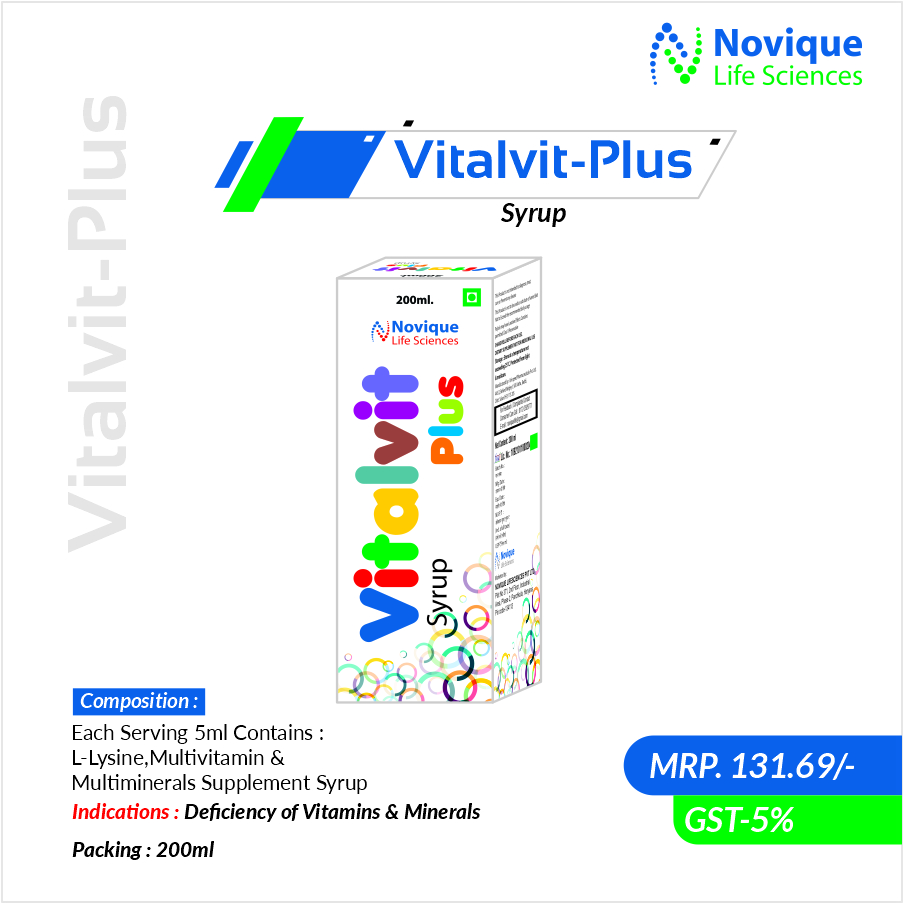 Each Serving 5ml Contains : L-Lysine,Multivitamin & Multiminerals Supplement Syrup