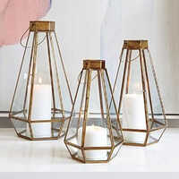 Faceted Metal And Glass Lanterns