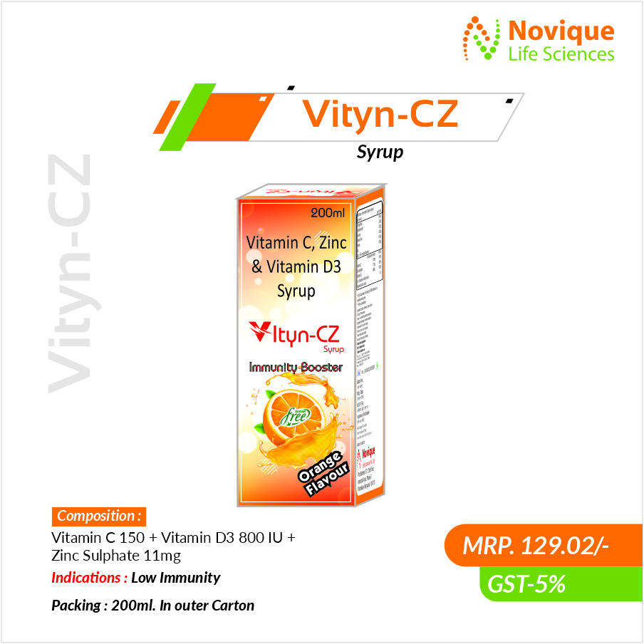 Vitamin C 150 + Vitamin D3 800 IU + ZinC Sulphate 11 Mg (Syrup)