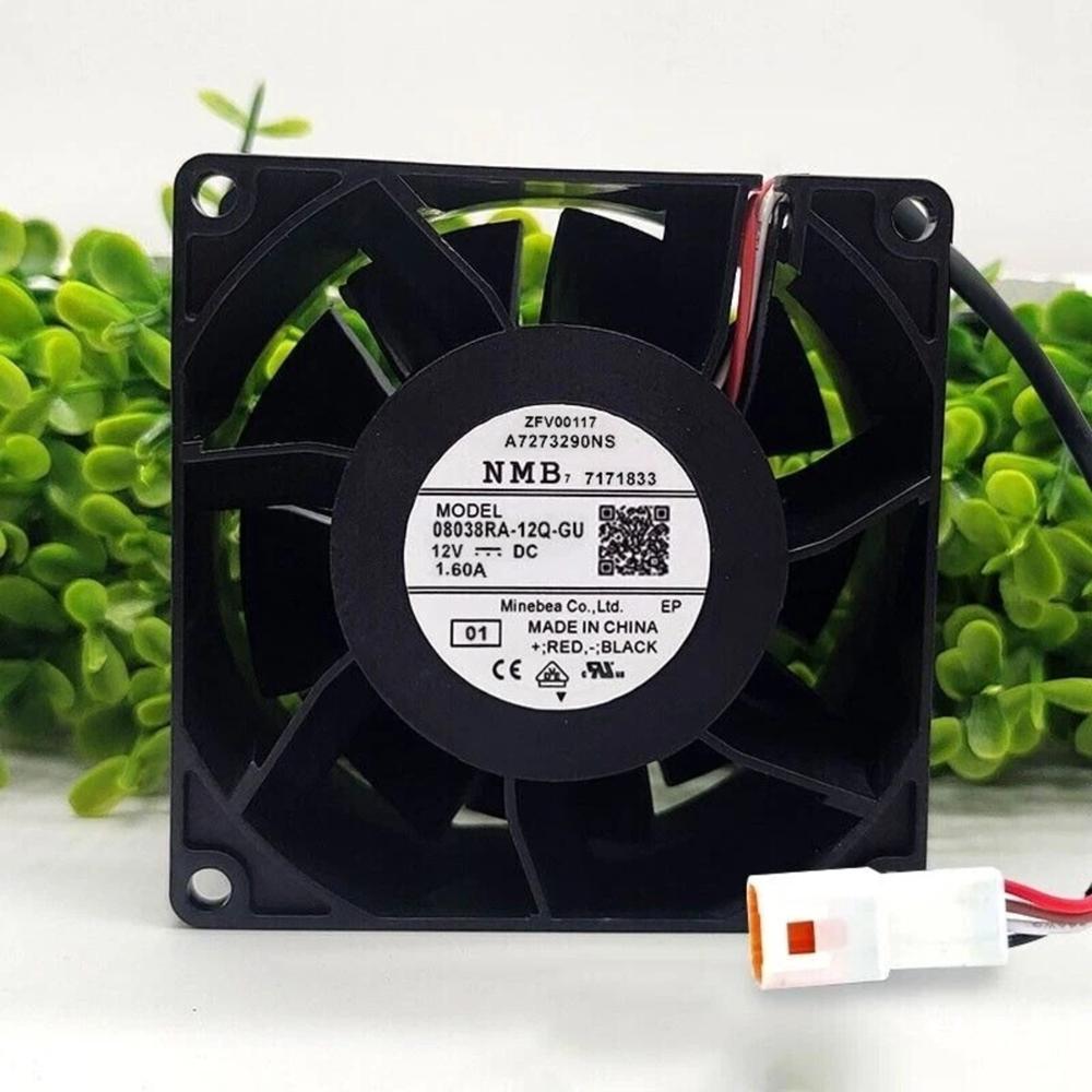 NMB 08038RA-12Q-GU 12V DC 1.60A 8038mm Ball Bearing Industrial Axial Cooling fan