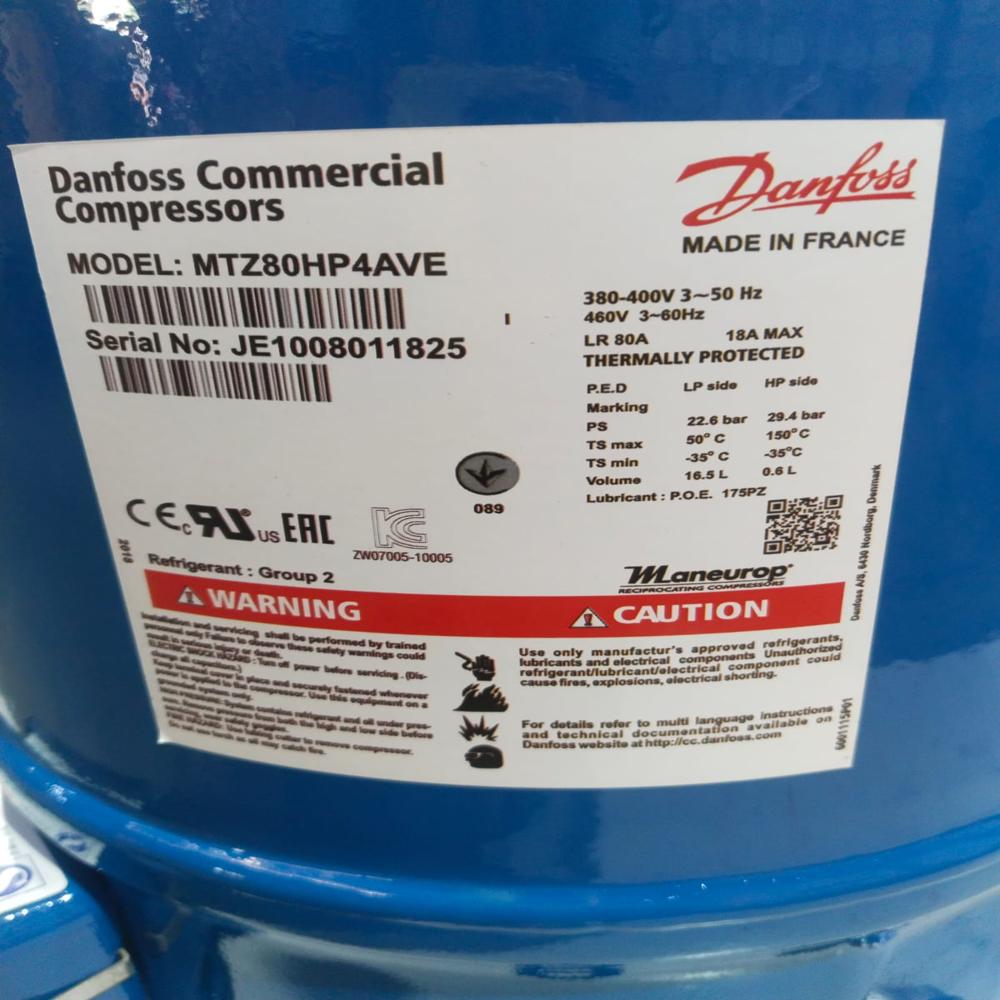Danfoss Ntz068 Compressor - Industrial Reciprocating Design, Blue Color, One Year Warranty, All Size Compatibility