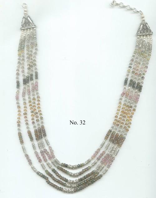 Tourmaline Necklace with Sterling Silver Bali Beads