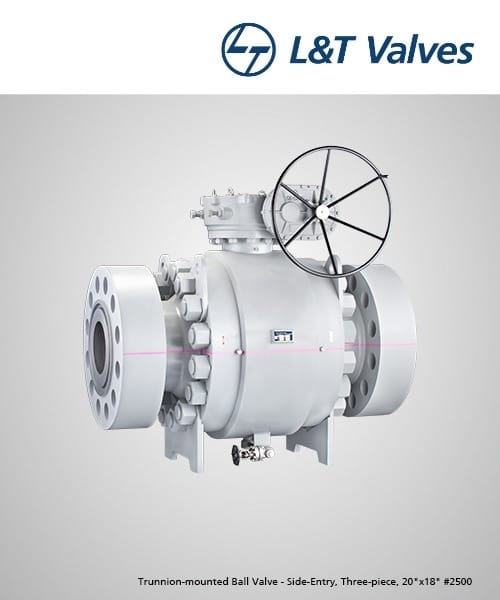 L&T Make Three Piece Design Trunnion Mounted Ball Valve