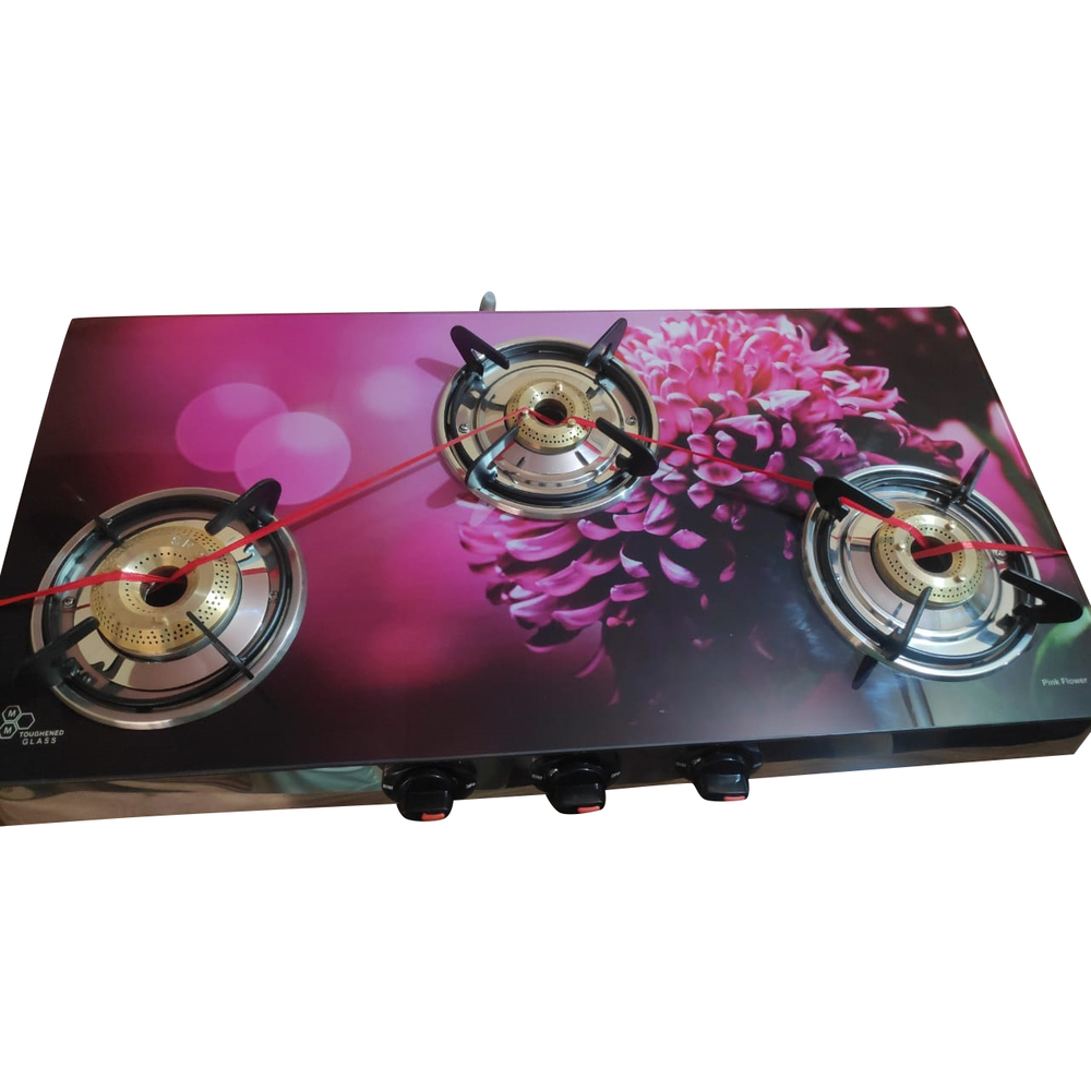 3 Burner Glass Manual Gas Stove