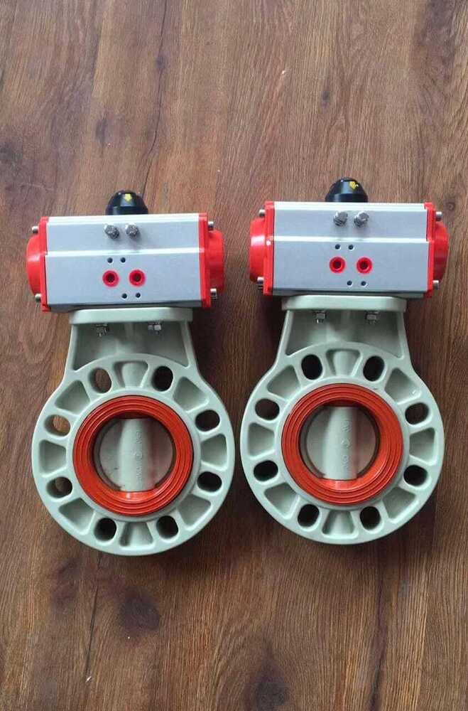 Pneumatic Oprat Pph Butterfly Valve - Color: White