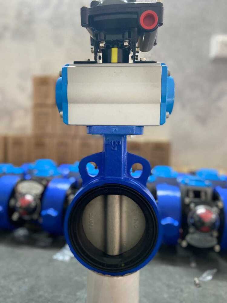 Pneumatic Butterfly Valve - Color: Blue