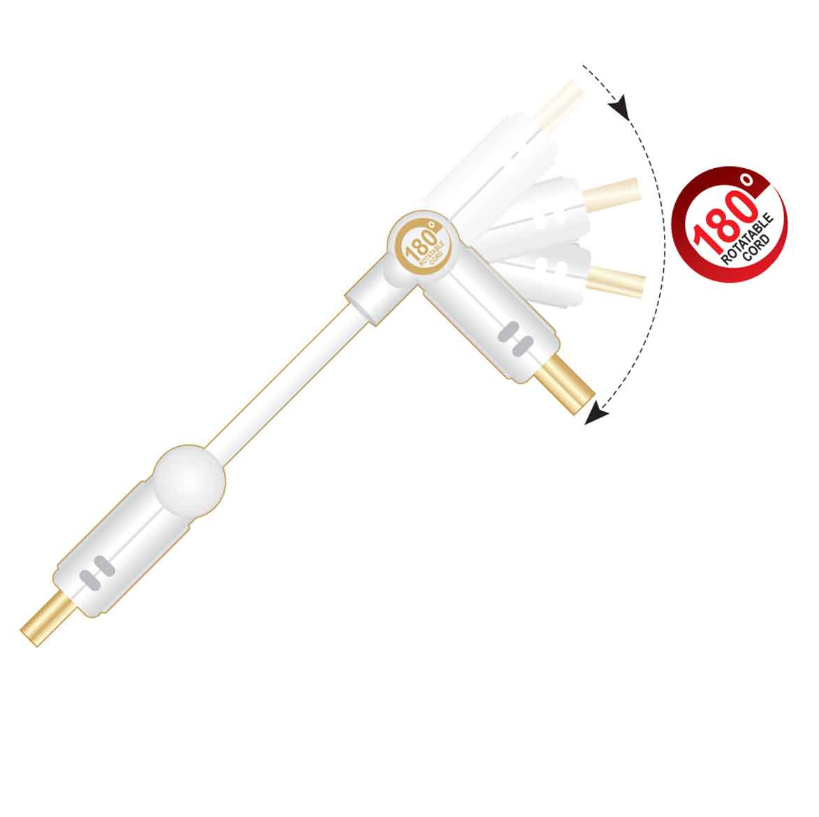 Mx Hdmi Male To Hdmi Male Cable Connector Rotates 180 Degrees 5 Meters - Color: White