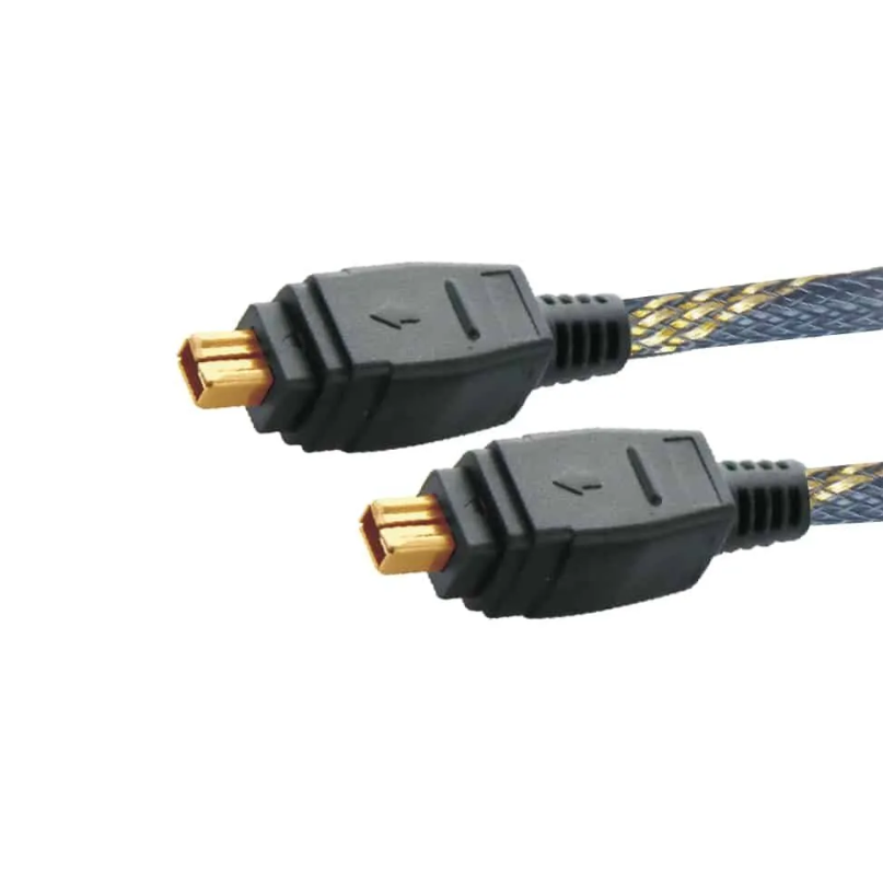 Mx Firewire Ieee 1394 Cable 4 Pin Male To 4 Pin Male Cord   5 Meters With Nylon Mesh And Gold Plated - Color: Black