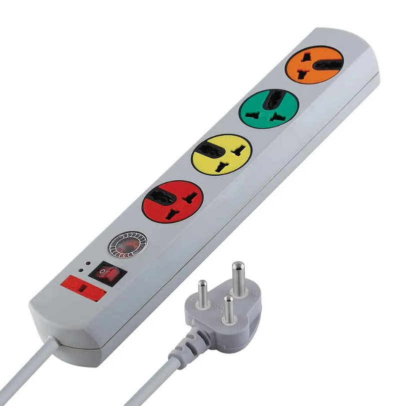 Mx 4 Socket 180 Degree Rotatable Surge & Spike Protector With 4 Universal Socket, Master Switch, Fuse, Led Indicator 1.5 Mtr Cord Length - Color: Grey
