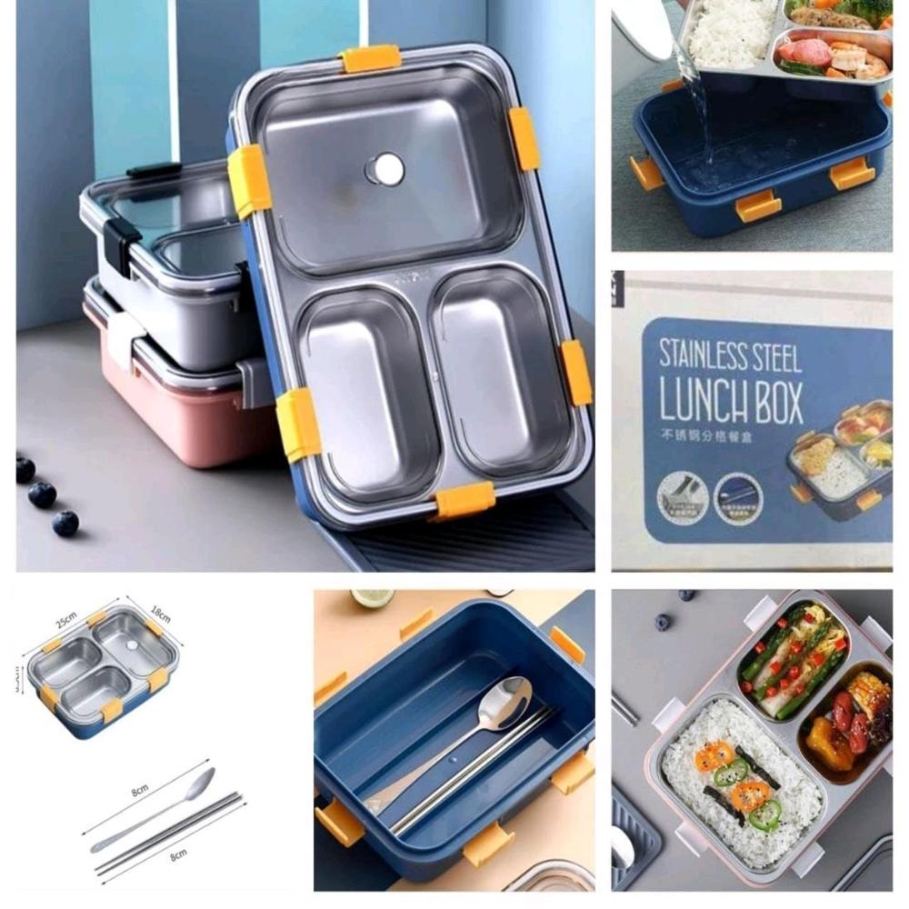 Lunch Box With 3 Compart - Color: Blue
