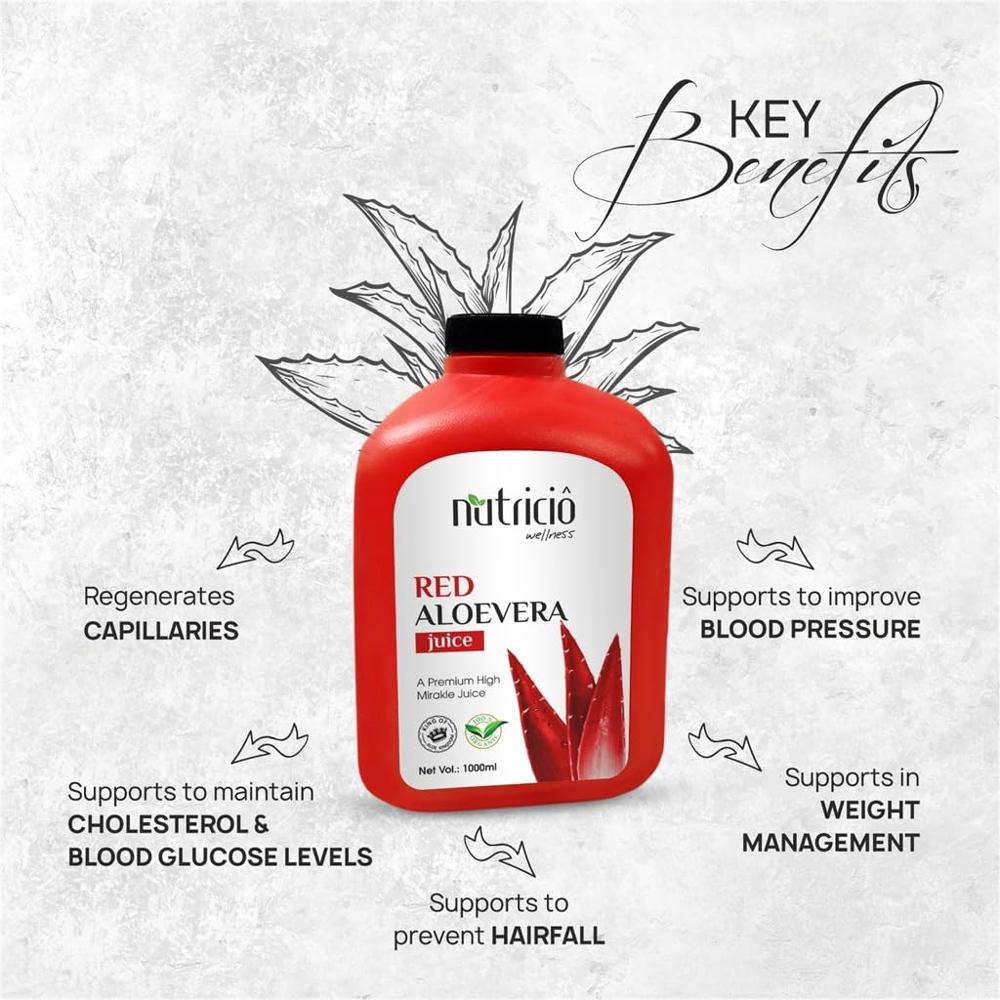 Red Aloe Vera Juice 1000 ml Pack of 1| Herbal Care Wellness Drink For Daily Vitality and Skin Health