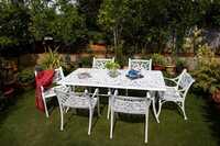 Vega Floral Rectangle Table And 6chairs (set Of 7) - Color: White