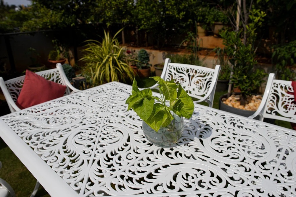 Vega Floral Rectangle Table and 6Chairs (Set of 7)