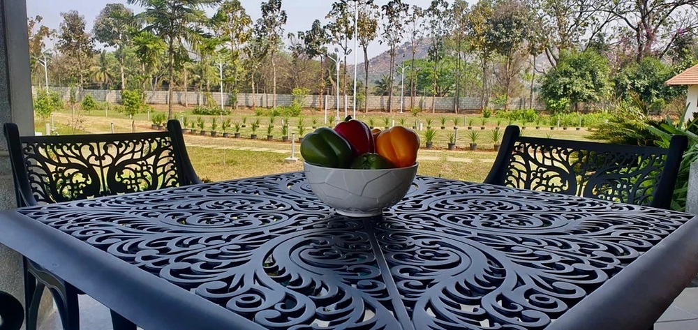 Vega Floral Square Table With 4chairs (Set Of 5)